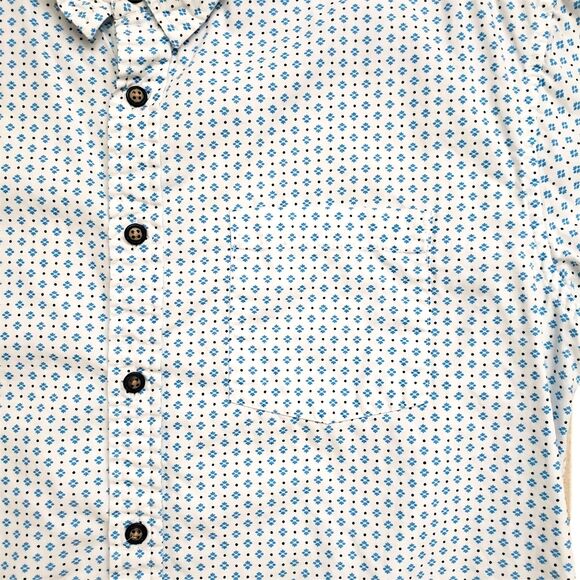Eighth Avenue Shirt Mens Medium White Geometric Short Sleeve Cotton Preppy - Picture 5 of 13